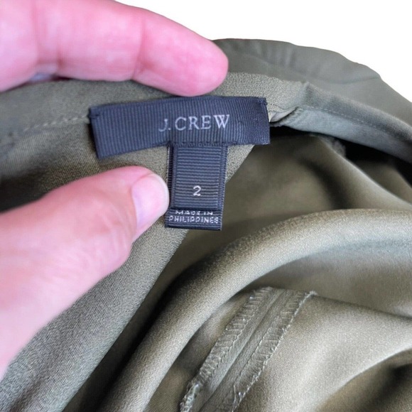 J. Crew Womens Lanatiered Crepe Ruffle Bell Sleeve Blouse Size 2 Green Excellent - Picture 8 of 10